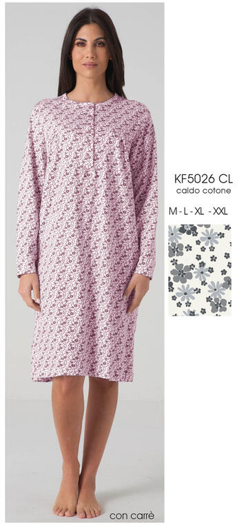 ART. KF5026 CL- camicia notte donna carre' m/l kf5026 cl - Fratelli Parenti